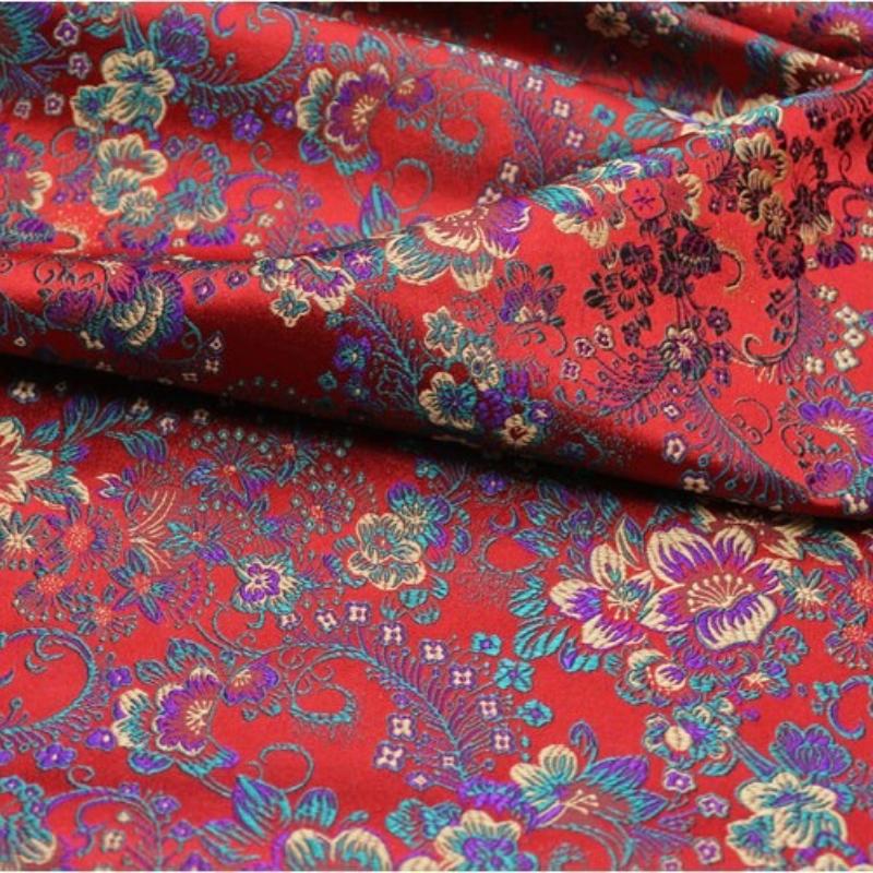 Wide 75cm Chinese Style Jacquard Brocade Spun Fabric Decorative Handcrafted Silk Antique Fabric DIY Cheongsam and Mongolian Robe