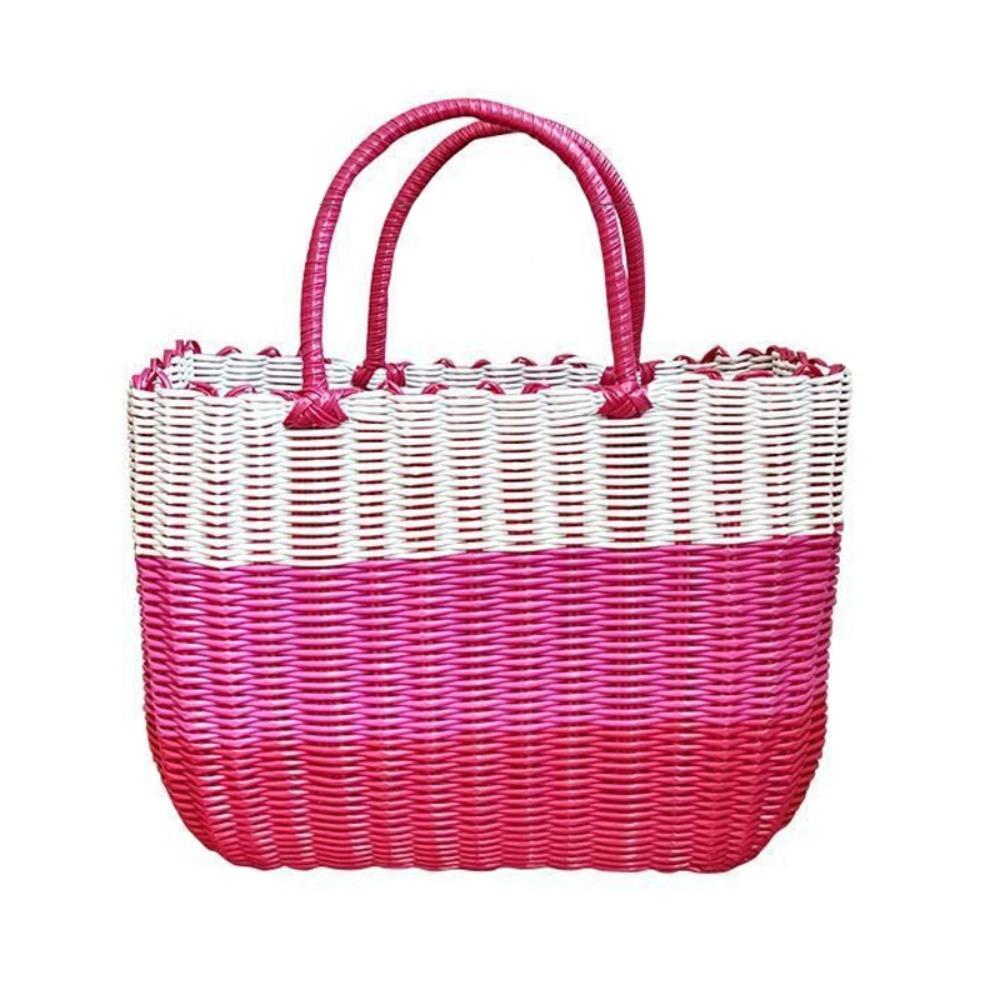 Woven Handheld Vegetable Basket High-End Bath Basket Fashion Plastic Woven Basket  Vegetable Market