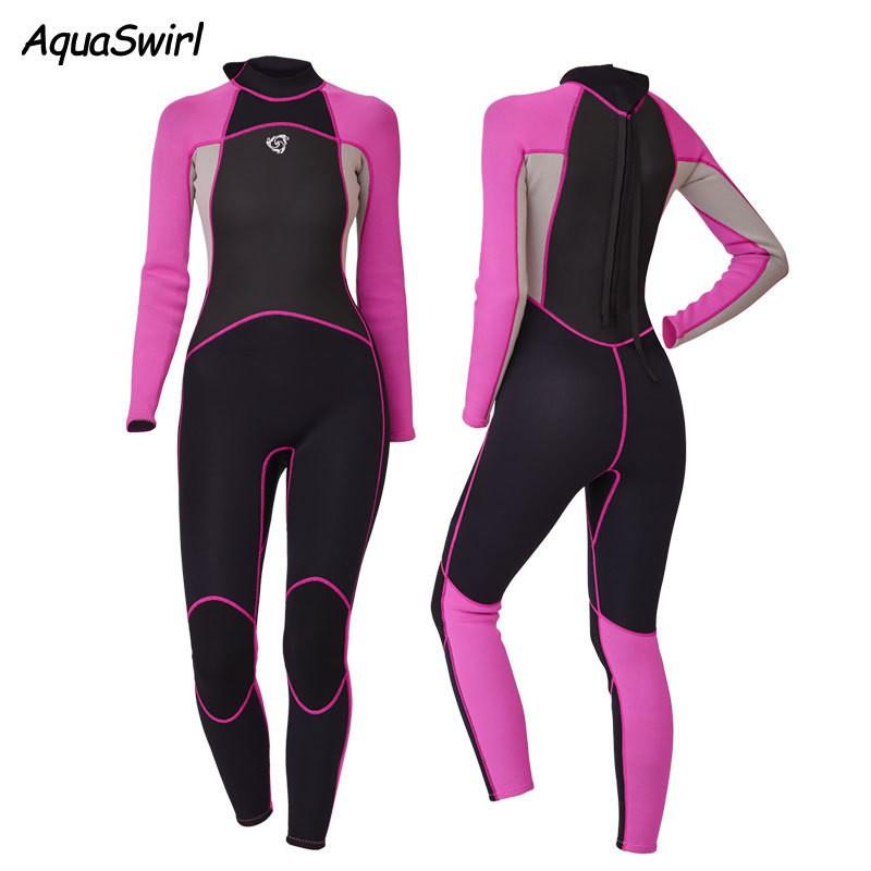 3mm Womens Full-Body Wetsuit Cold Water Swimming Diving Surfing Thermal Neoprene Dive Suit Long Sleeve