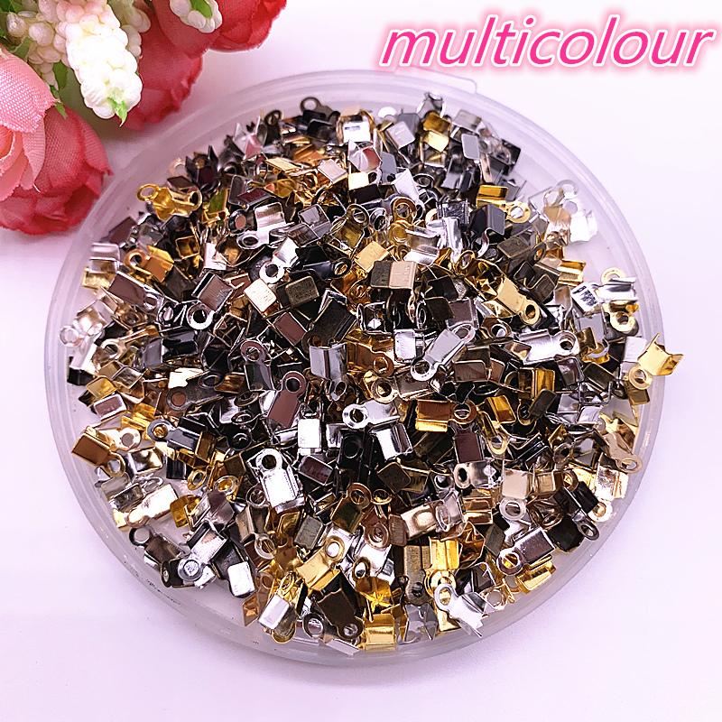 

200Pcs 4x8mm 2x6mm Small Cord End Tip Fold Over Clasp Crimp Bead Connector DIY Jewelry Making 2x6mm(200pcs)