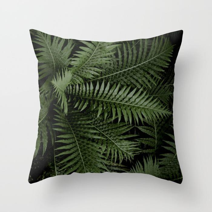 Fashionable Tropical Plant Polyester Pillowcase Office Fabric Sofa Cushion Cover Home Peach Leather Velvet Pillowcase