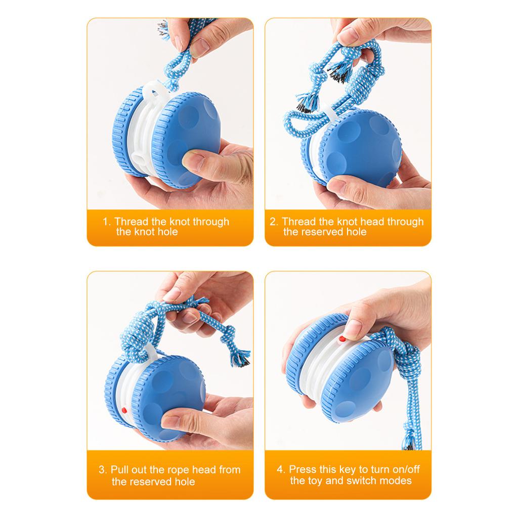 Smart Dog Rolling Ball Interactive Dog Toys With Rope Motion Activated Automatic Moving Squeaky Dog Training Puppy Chew Toy Ball