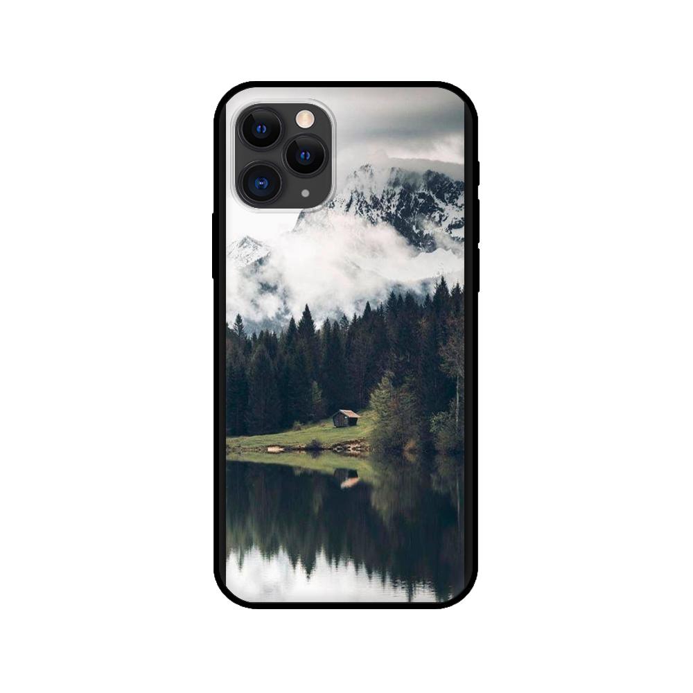 Black tpu case for iphone 5 5s se 2020 6 6s 7 8 plus x 10 XR XS 11 12 mini pro MAX back cover Landscape Winter Light Snow