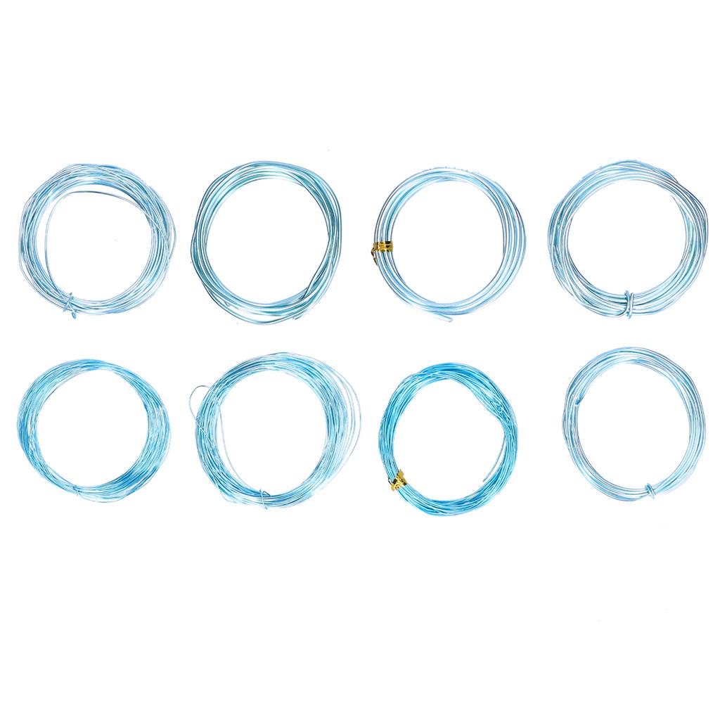 8 Rolls 0.6 3mm Aluminum Craft Wire Jewelry Beading Wire Craft Making Supplies Light Blue
