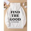 Women's Loose Hoodie with Letter Print and Kangaroo Pocket