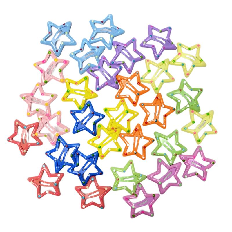 

10pcs Colorful Star BB Hair Clips Girls Y2K Cute Star Barrettes Women Simple Metal Snap Clip Headdress Hair Jewelry Accessories