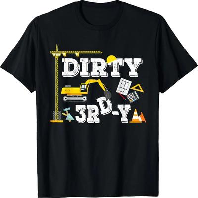 Kids Construction Truck 3rd Birthday Boy Excavator 3 Digger T-Shirt