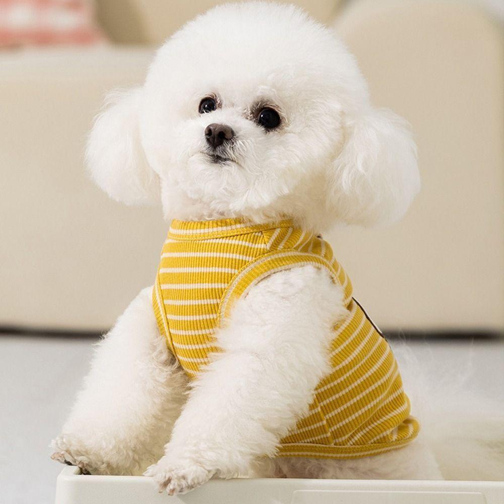 Bear Striped Pet Vest Cartoon Pet Pullover Pet Costumes Puppy Sweatshirt Four Seasons