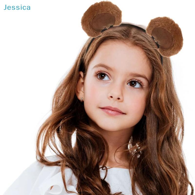Plush Brown Bear Ears Headband Cute Furry Animal Cosplay Hair Hoop for Kids AdultCostume Party Photo Props Birthday Gift