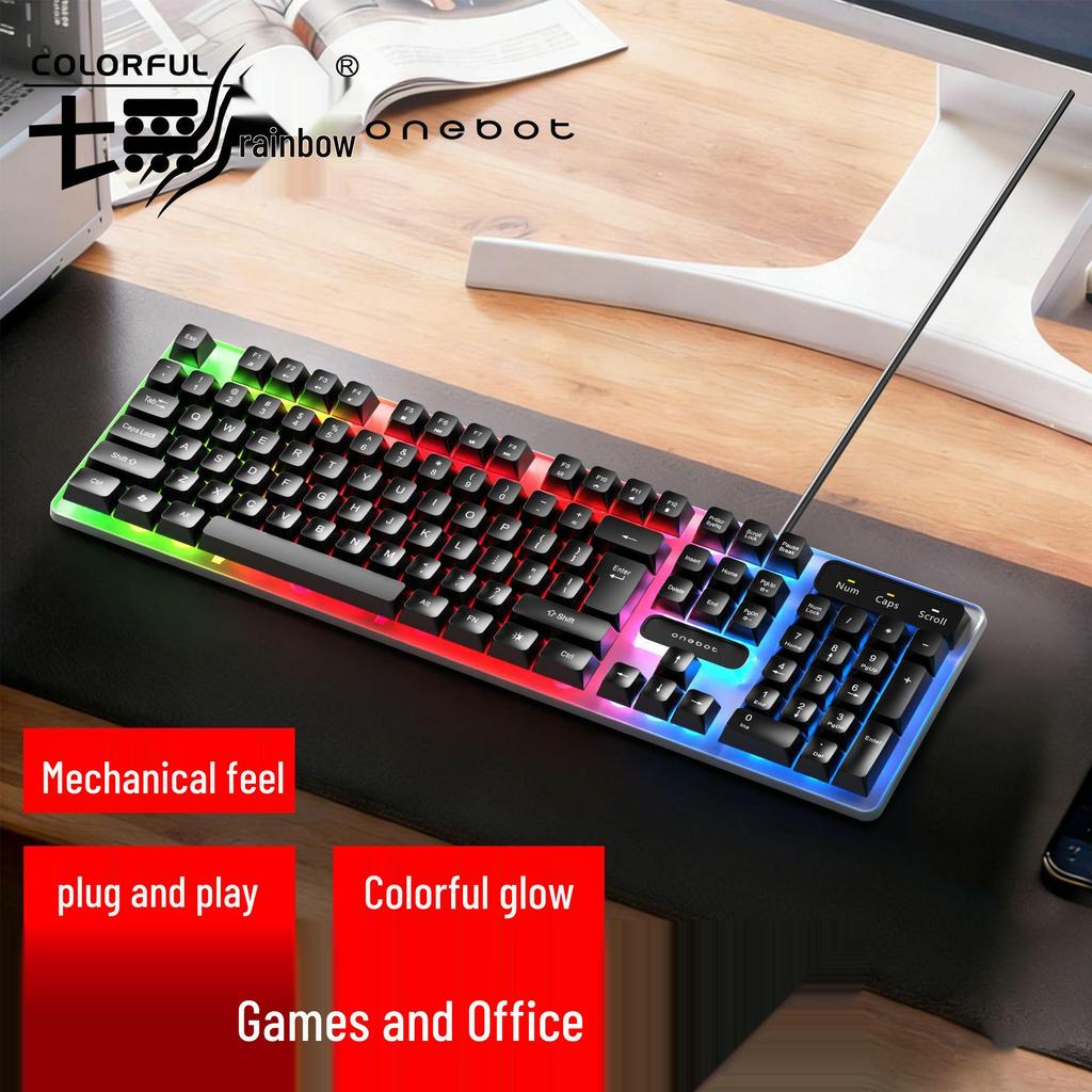 Seven-Color Luminous G100 Wired USB Gaming Keyboard