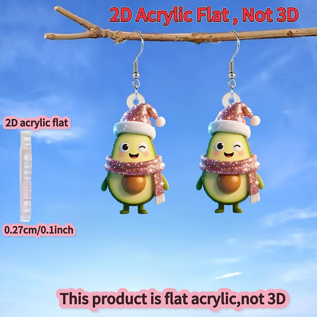 Cross-border new super cute avocado earrings acrylic flat Christmas gift creative versatile fruit earrings
