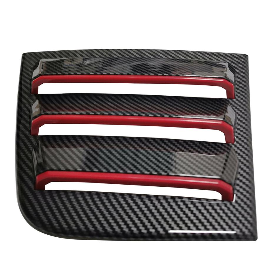 2x Carbon Look w/Red Trim Rear Side Window Louver Cover  For 11-21 Dodge Charger