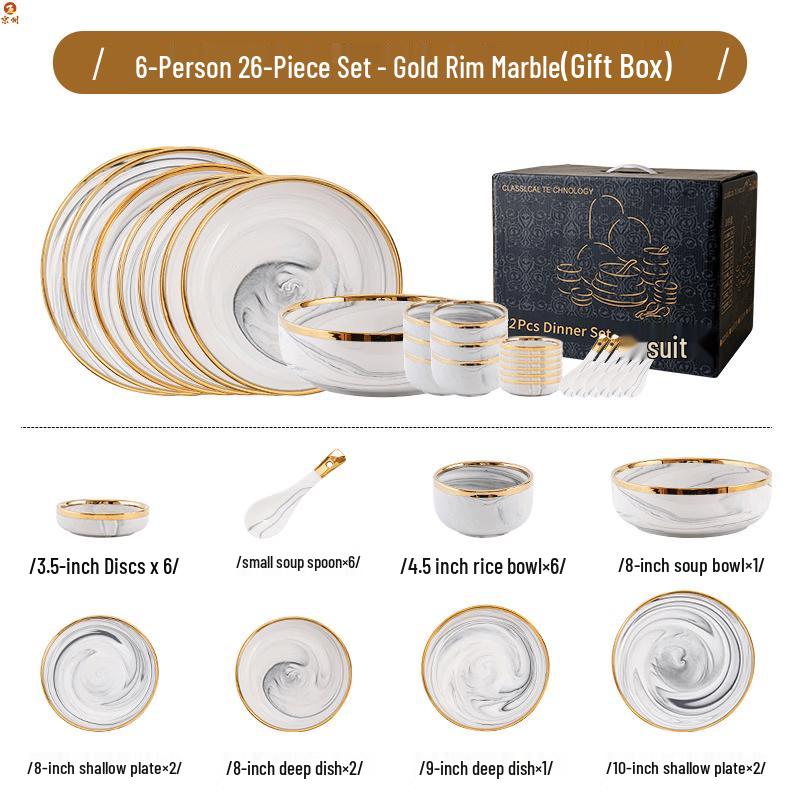 Jingzhou Marble Ceramic Dinnerware Set
