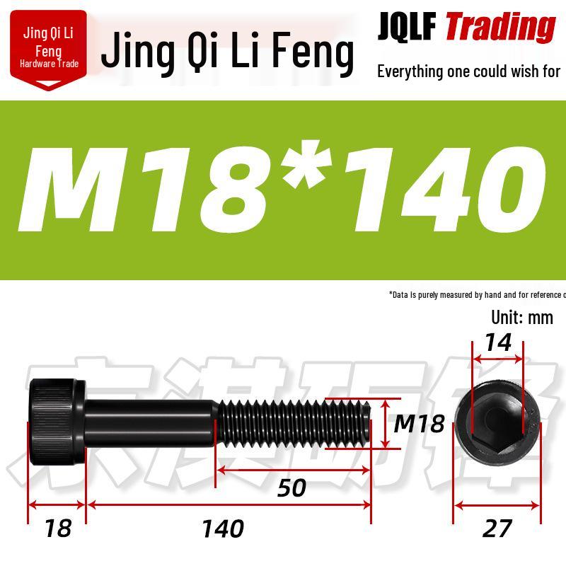 M18-20 High-Strength Black Hex Socket Head Cap Screws with Knurled Cylindrical Bolts