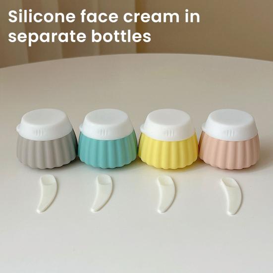 4Pcs 40ML Silicone Travel Bottle with Clear PVC Bag Leak Proof Reusable Facial Cream Lotion Sunscreen Storage Jar Portable Refillable Empty Toiletries