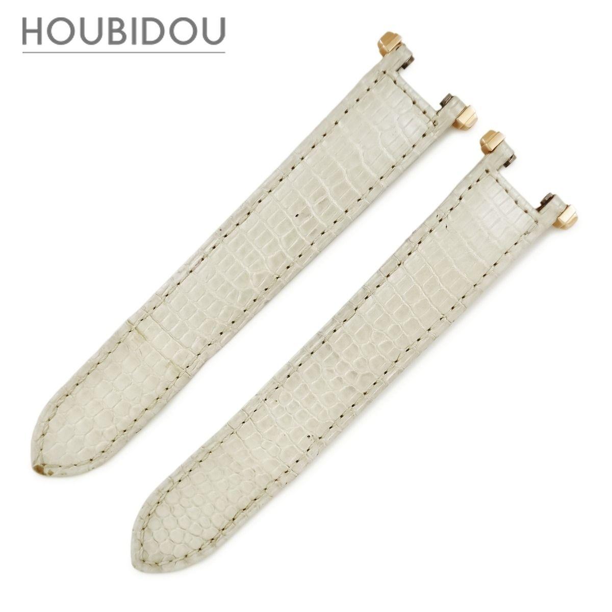 Used Cartier Watch Parts Pasha Croco Band Crocodile Off White Genuine Replacement Belt D Buckle Strap Genuine Leather Replacement 17mm Off White