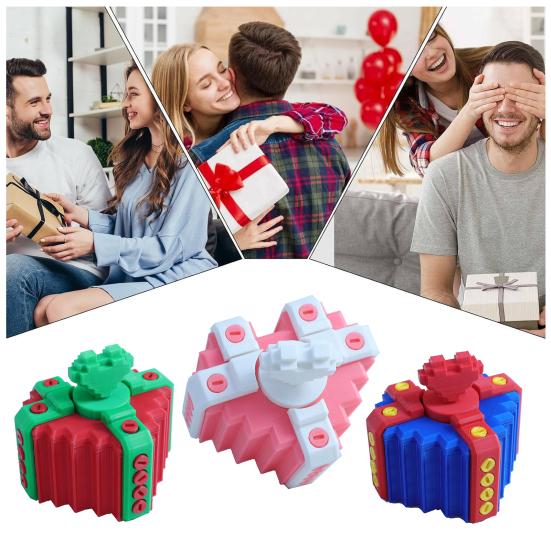 Ärgerliche Geschenkbox mit Schrauben 3D-gedruckte Valentinstags-Herzförmige Geschenkbox Urkomischer Geldkartenbehälter Lustiges Streichgeschenk