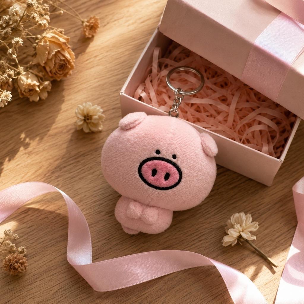 Portachiavi Maialino di Peluche Ciondolo Animale Morbido per Appendere allo Zaino e Piccolo Accessorio Regalo per l'Uso Quotidiano o la Collezione