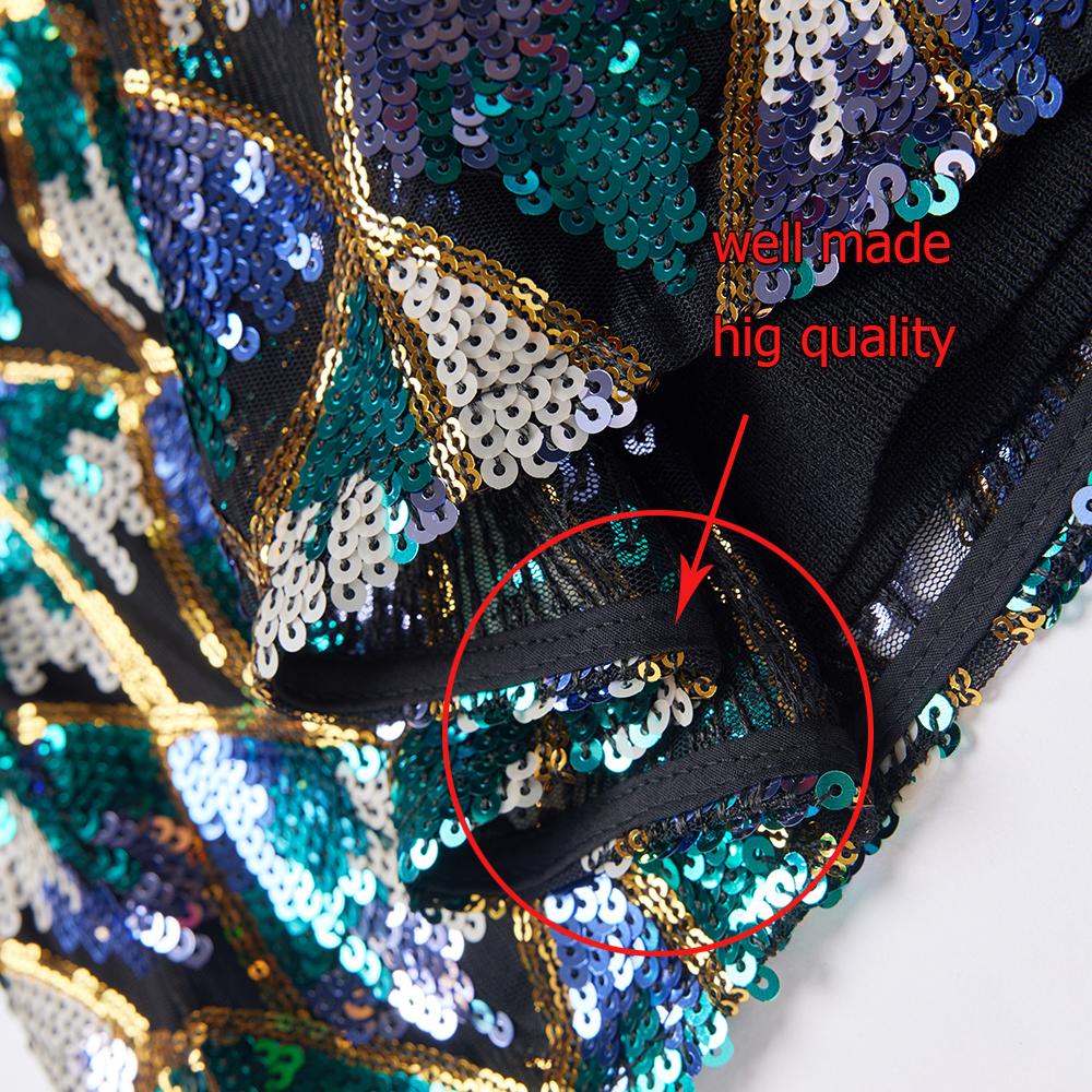 Spring Knitted Women Personalized Mini Skirt Elastic High Waist Sequins Luxury  A-Line Party Skirts Sexy Shiny C-226