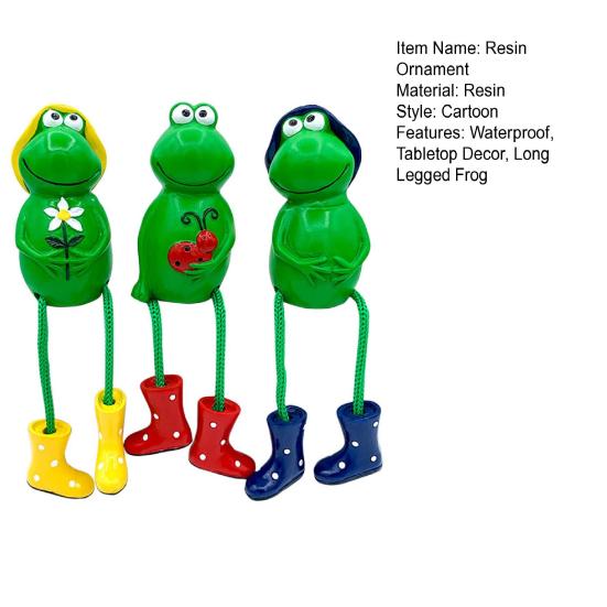 Frog Resin Ornament Long Legged Frog Tabletop Decoration Sitting Frog Figurine for Garden Indoor Desk Mantel Decor