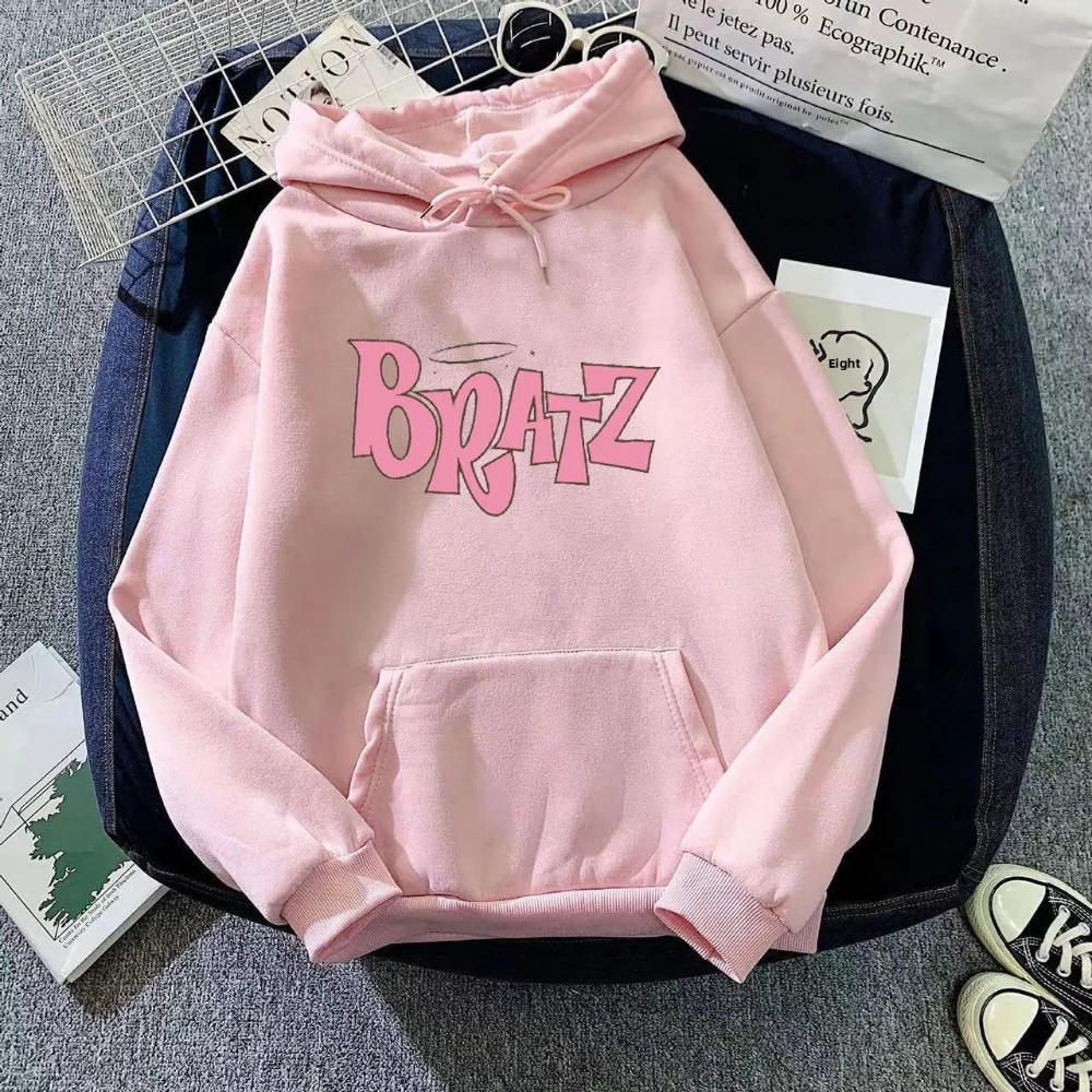 

Худі з принтом літер Bratz Осінньо-зимове флісове з довгим рукавом Жіноча повсякденна універсальна толстовка з капюшоном Вуличний стиль M