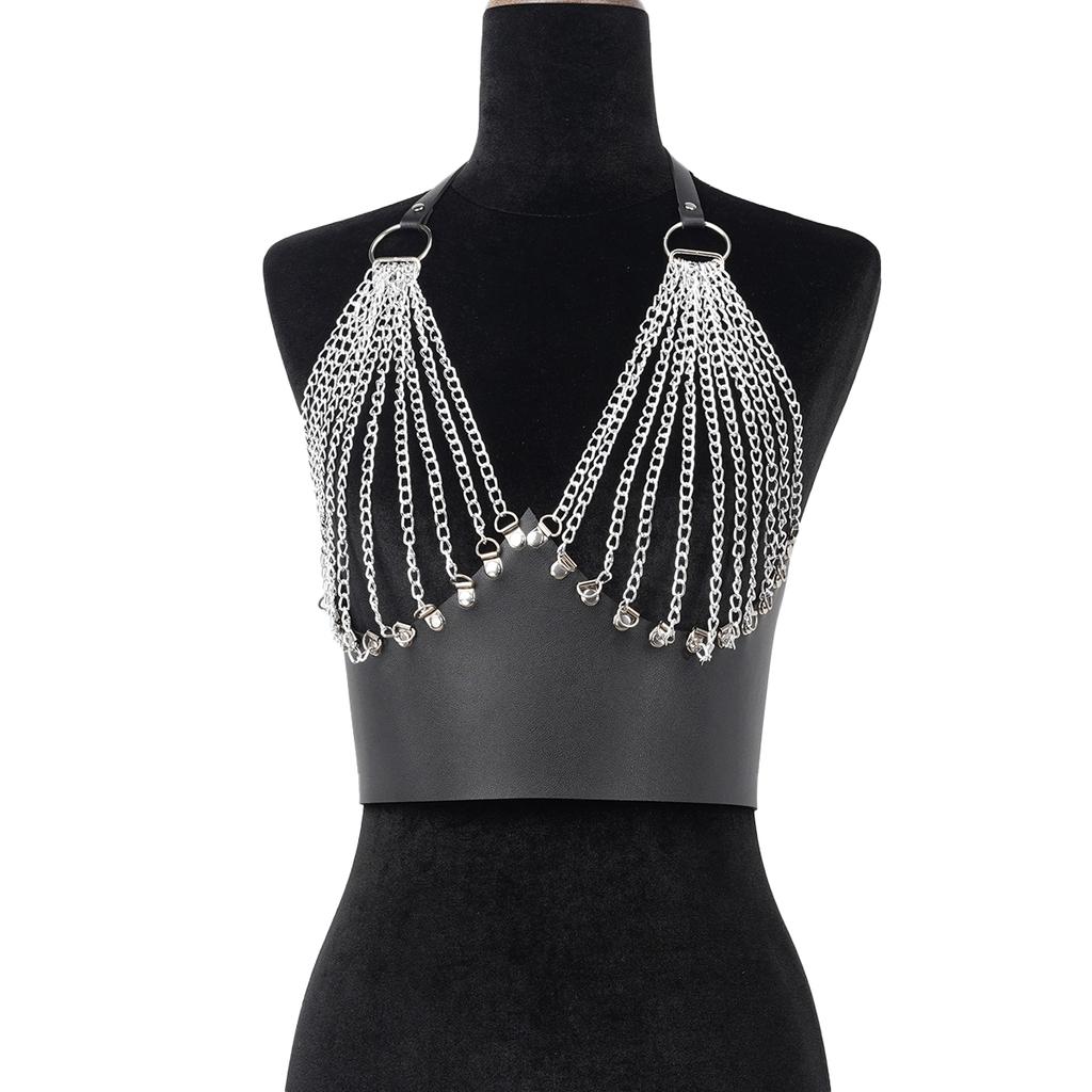 Mode Gürtel Damen Brustkette Körpergeschirr Brust Punk Gürtel Hosenträger für Frauen Formendes Taillenband Goth Bekleidungszubehör