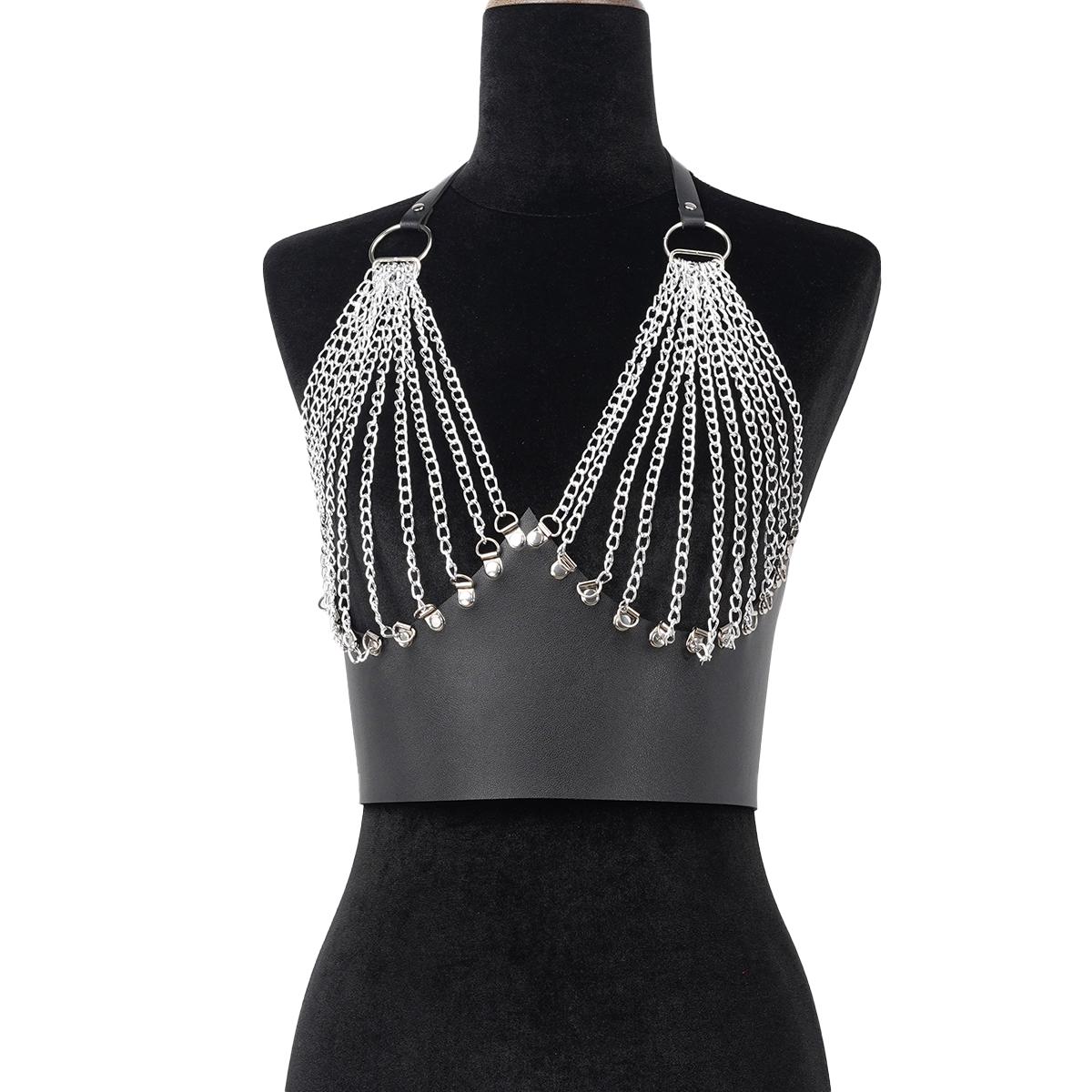 

Модный ремень Женская нагрудная цепочка Боди-харнесс Ремень на грудь Панк Подтяжки для женщин Формирующий пояс Готическая одежда Аксессуары Adjustable