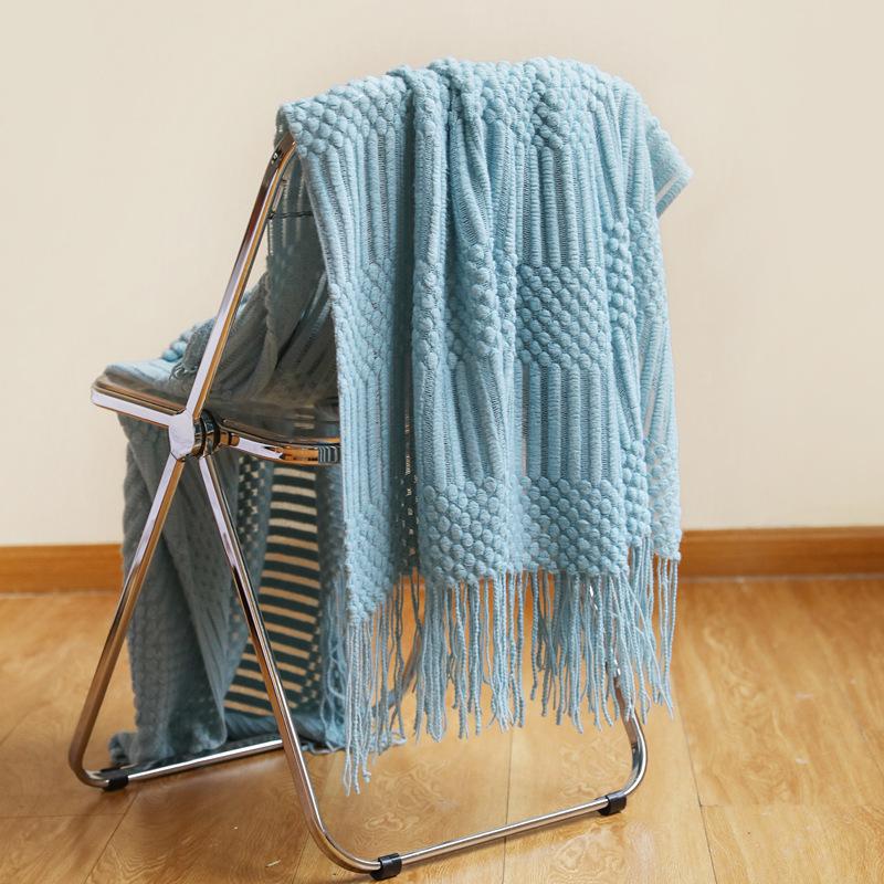 Sofa throw blanket, hotel air conditioning blanket, solid color knitted blanket, homestay bed end decorative blanket, versatile bed cover with