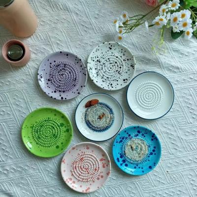 Ceramic Grater Bowl, Manual Ginger Garlic Mincer with Ink Splash Pattern, Pepper Grinding Plate for Wasabi Daikon, Dishwasher Safe Kitchen Essential