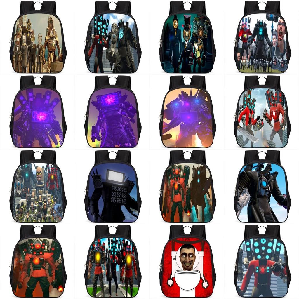 Fashionable Skibidi Toilet Kids Backpack Large Capacity Nylon Bag Unisex Design