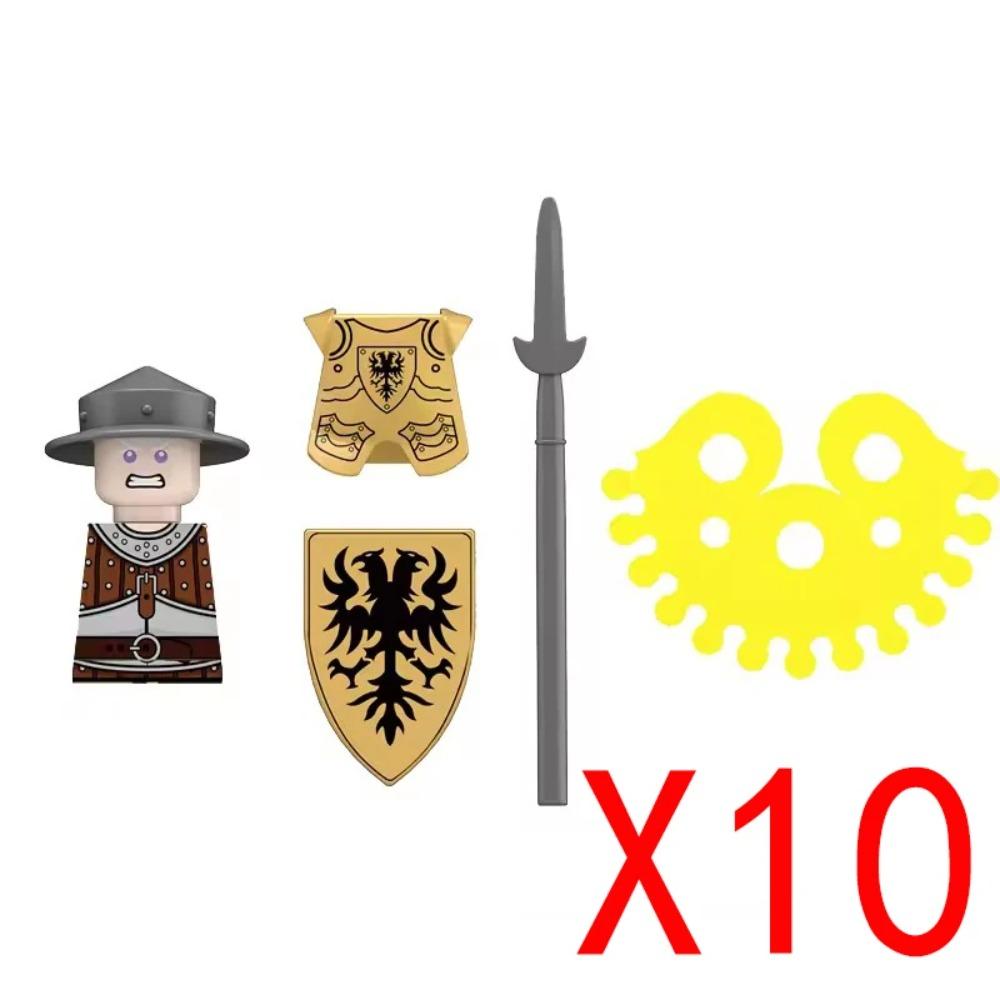 Medieval Military Building Blocks Solider Figures Gifts Weapons Shields Helmets Lionheart Teutonic Knights Militiaman Farmer MOC