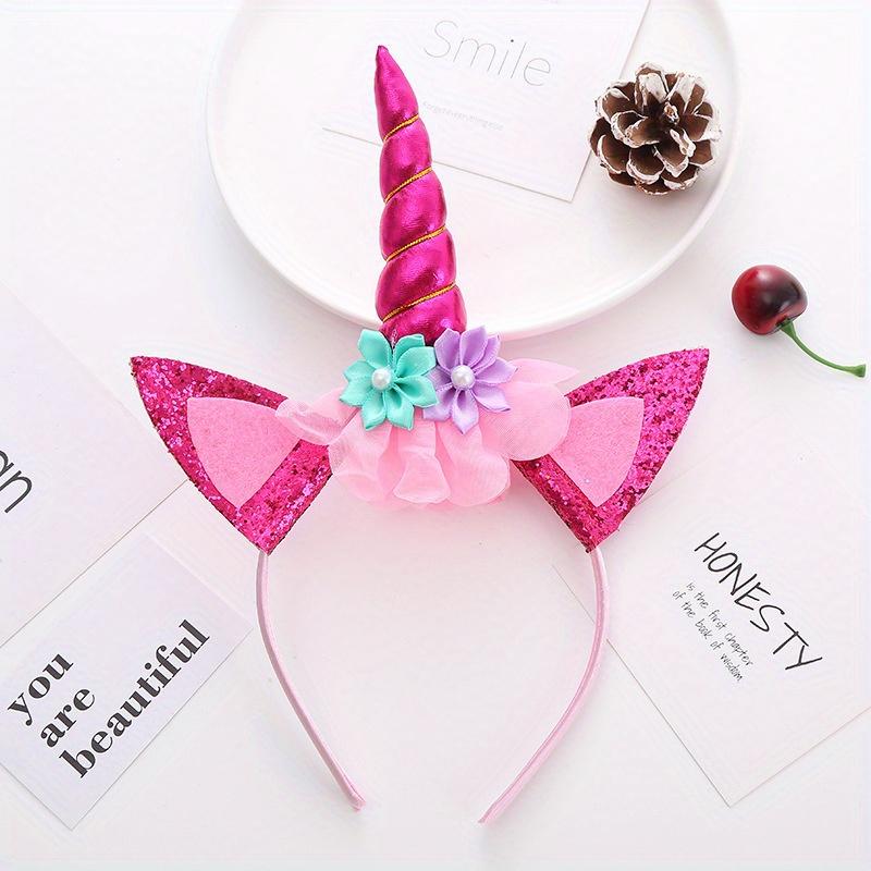 

1 шт. вечерние повязки на голову с рогом, блестящие повязки для волос с заячьими ушками, повязка на голову 1pcs розы красного