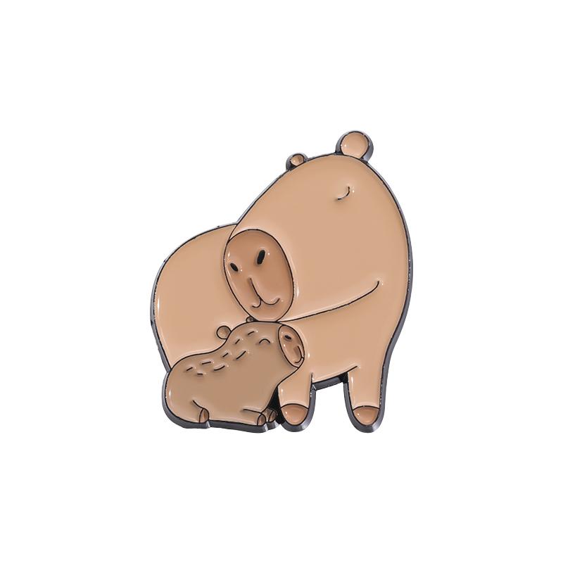 Cute Capybara Turtle Cat Enamel Pins Custom Animals Living In Harmony Brooches Lapel Badges Animal Jewelry Gift for Kids Friends