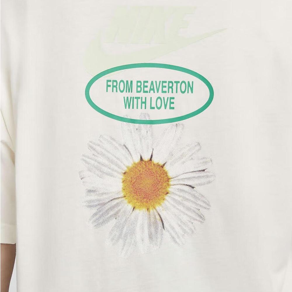 Nike Daisy Series Floral Print Pullover Crew Neck Short Sleeve T-Shirt With Drop Shoulders Women Tops Sail-White HJ9427-133