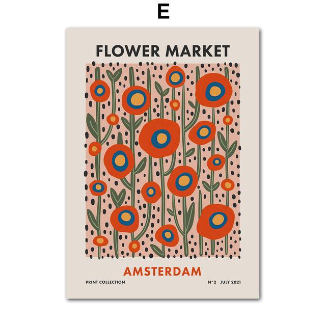 Abstract Las Flores Athens London Flower Market Wall Art CanvasPosters  Painting And Prints Wall Pictures For Living Room Decor