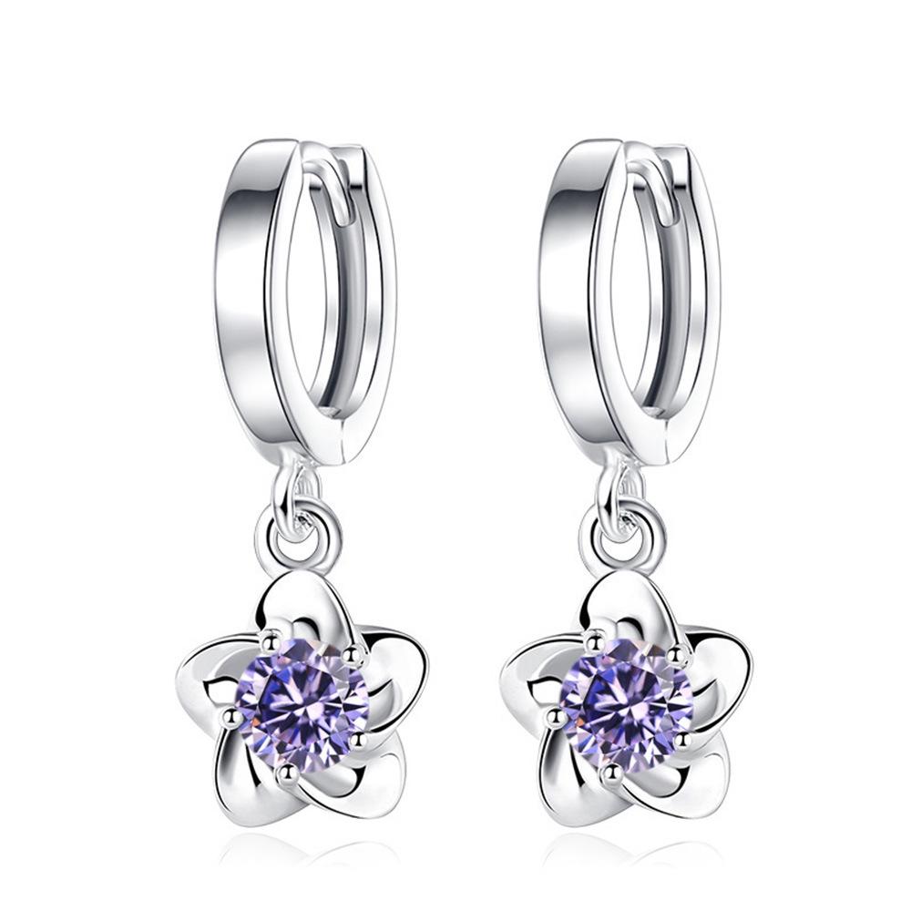 

Weihua Silver-Plated Plum Peony Flower Dangle Earrings for Women