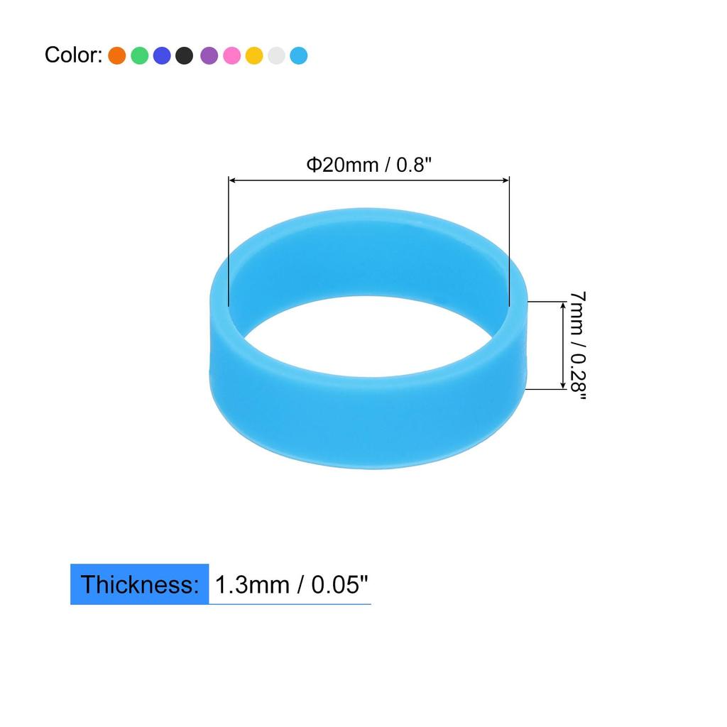 Uxcell 20pcs Silicone Rubber Bands 20x7mm Rubber Band Ring Cable Tie Strong Elastic Band for Cord Wrapping Bag Wrap Red/Orange/Yellow/Green/Dark