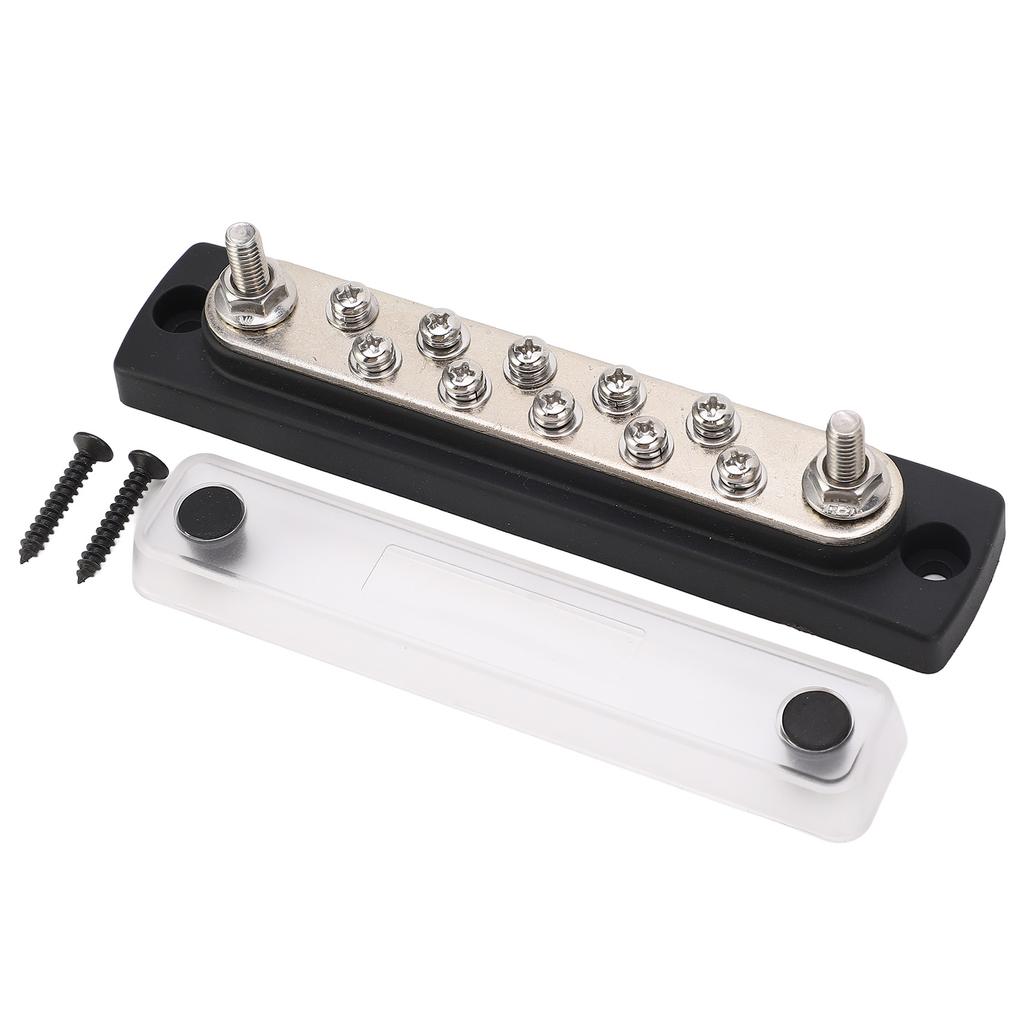 10 Way Power Distribution Block Bus Bar M6 Studs High Electrical Conductivity With Transparent Prote
