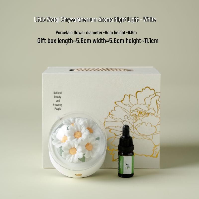 Porcelain Peony Eternal Flower Night Light Ornament with Aromatherapy