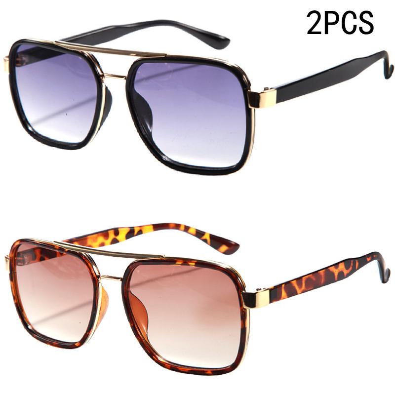 2/7PCS New High-end Square Frame Fashion Double Beam Sunglasses For Men And Women Uv Resistant Versatile Sunglasses M5240