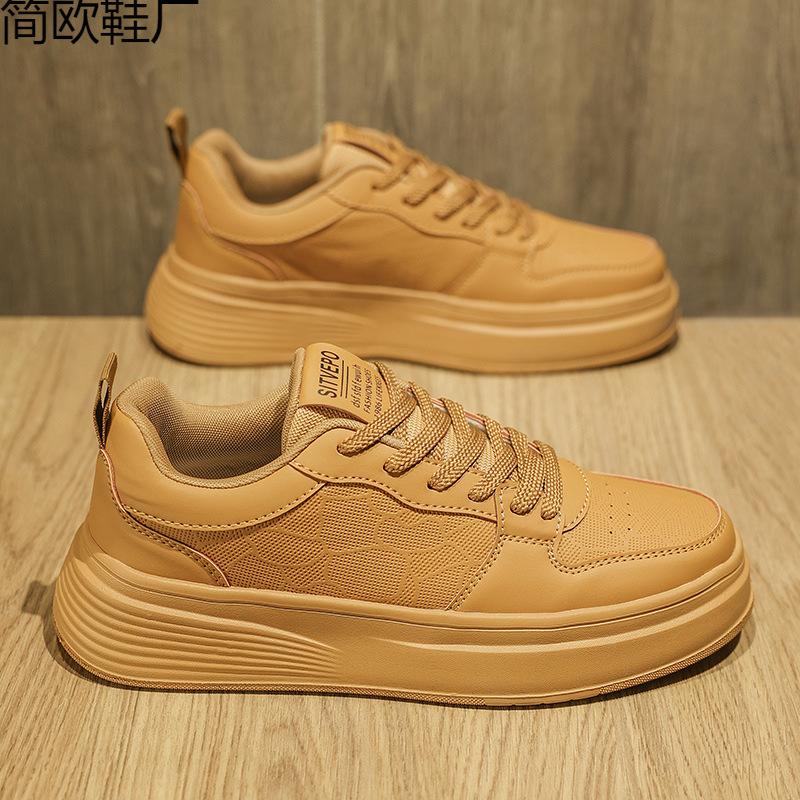 

Xiaobai men s shoes spring new breathable low-top thick-soled trend versatile board shoes men s height increase leisure 44 земля жовтий колір