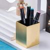 Stylish Gold Stainless Steel Pen Square Tool Pencil Desktop Storage Perfect for Storing Makeup Art Flower Toothbrush Trash and Perfect for Organizing