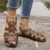Large Size Woven Cutout Flat Sandals Summer New Comfortable and Versatile