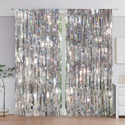 Colorful Crystal Pattern Printed Curtains   Bedroom and Living Room   Home Decoration   Room Decoration