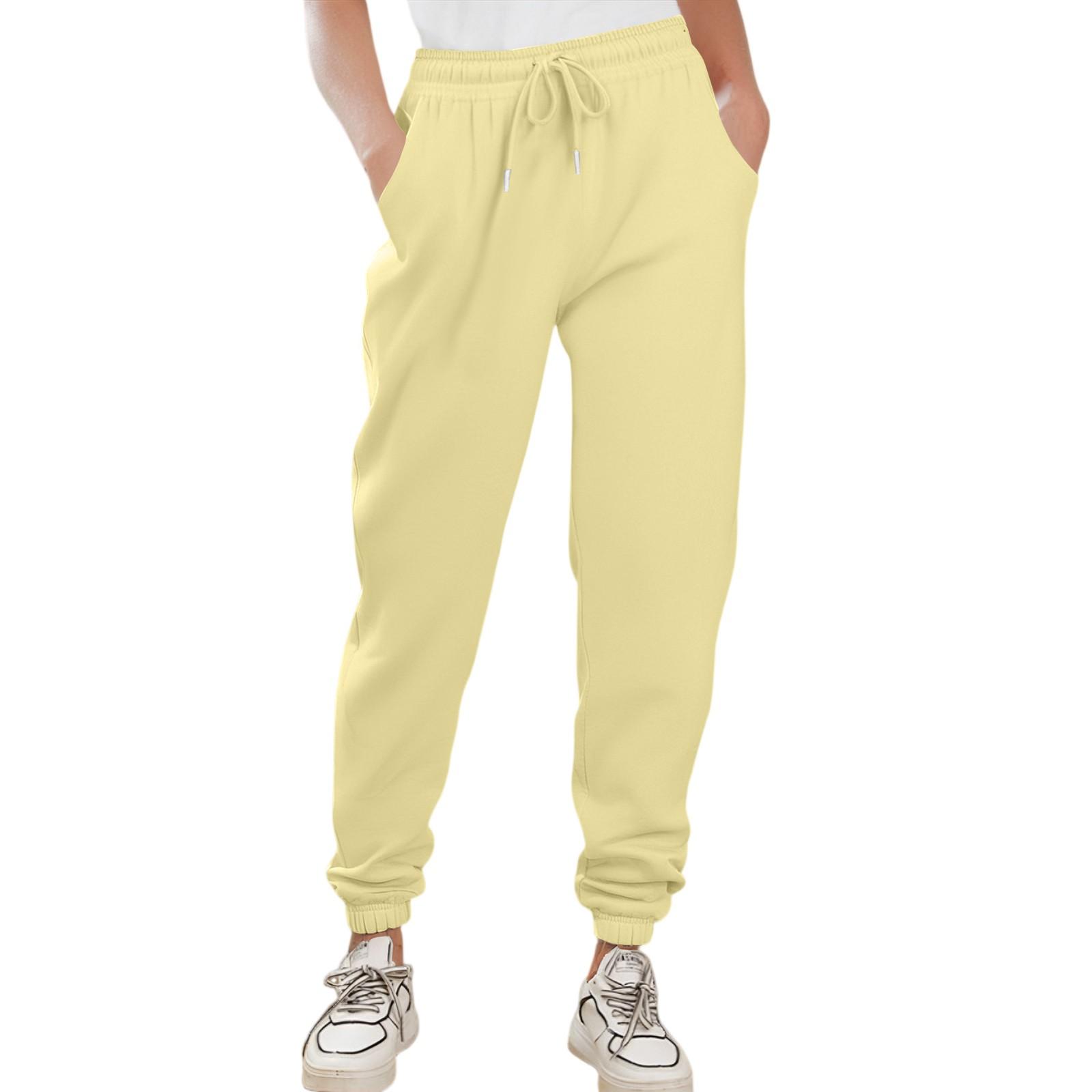 

Спортивные брюки-карго для женщин, спортивные, однотонные, с карманом на шнурке, повседневные спортивные брюки XXXL жёлтый
