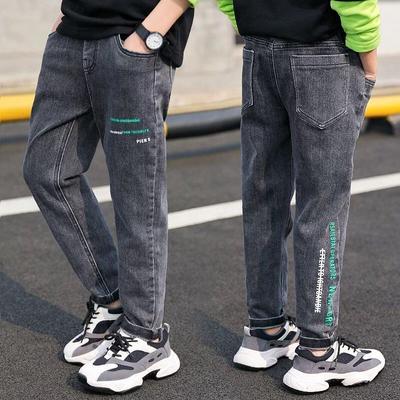 Kids Denim Pants Boys Casual Pencil Jeans Pants Letter Straight Trousers Children Boys Jeans