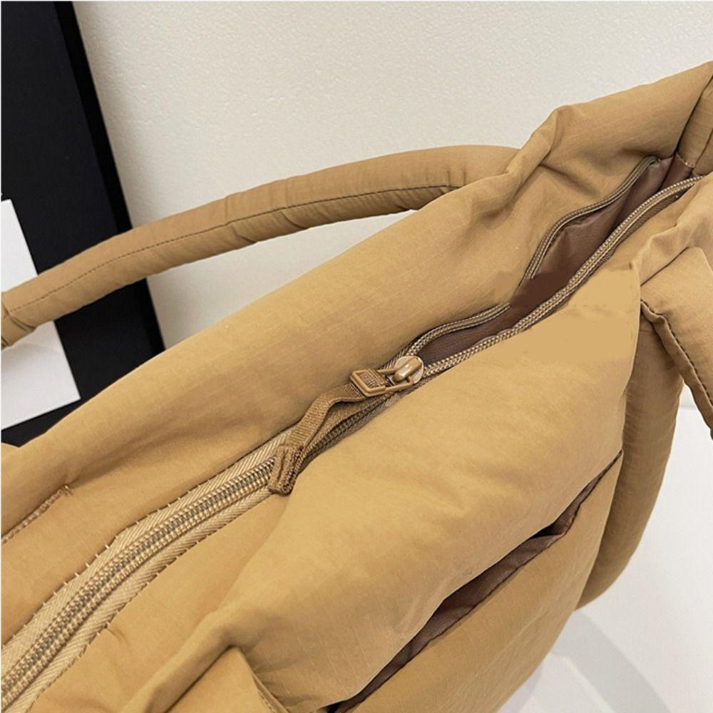 Korean Style Down Cotton Shoulder Bag Solid Color Puffy Crossbody Bag  Office Worker