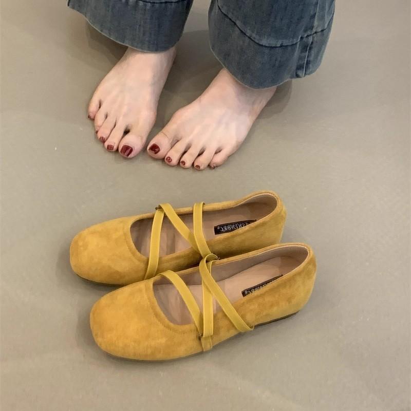 French flat-soled ballet shoes women's gentle shoes with skirt single shoes girl cross-strap Mary Jane shoes