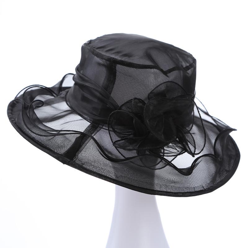 Organza Sun Hat Flower UV Protection Sunshade Beach Hat Small Mesh