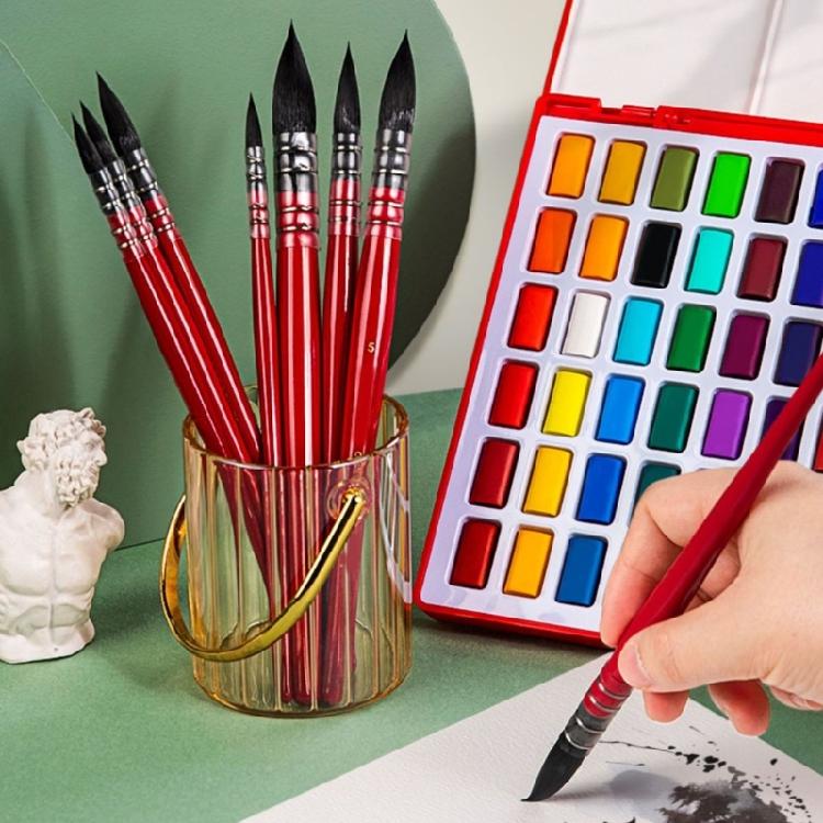 Watercolor Brush Wood Handle Nylon Bristles Liner Paint Brush for Fine Detailing Acrylic Watercolor Oil Art Painting